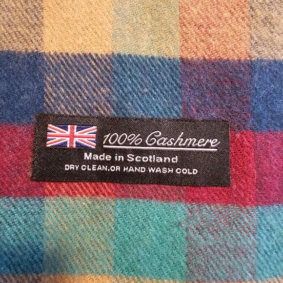 Luxury 100% Cashmere Scarf Made in Scotland Plaid Tartan Check Wrap Fringe - Picture 4 of 7